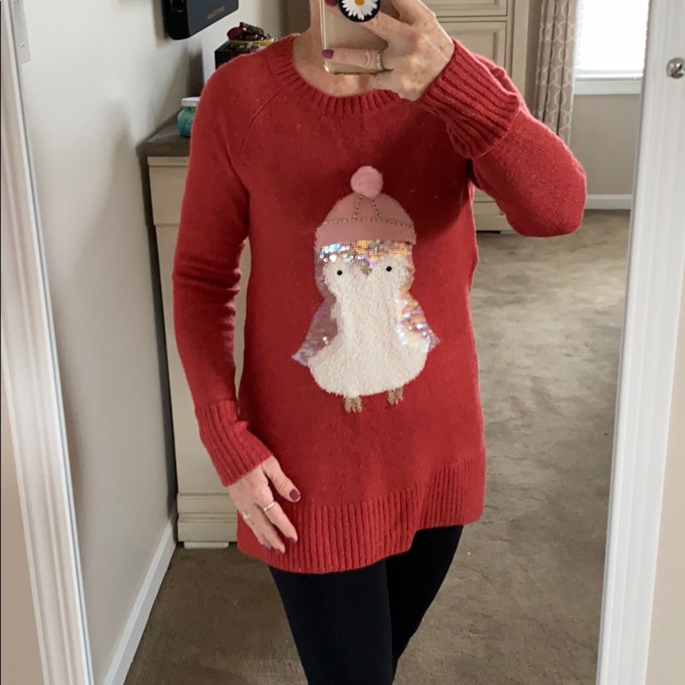 Lauren Conrad tunic sweater-sequined penguin